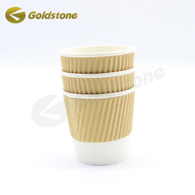 Bebida caliente compatible con copas de pared onduladas Brown Kraft copas onduladas para versátiles