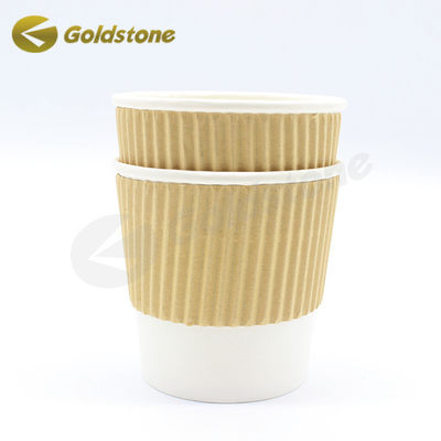 Papel de calidad alimentaria 350 ml Kraft Ripple Cups Impresos de tazas de café para la seguridad sostenible