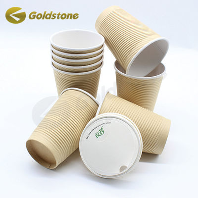 Taza de papel de pared ondulada resistente y duradera Kraft Taza de café ondulada para bebidas calientes