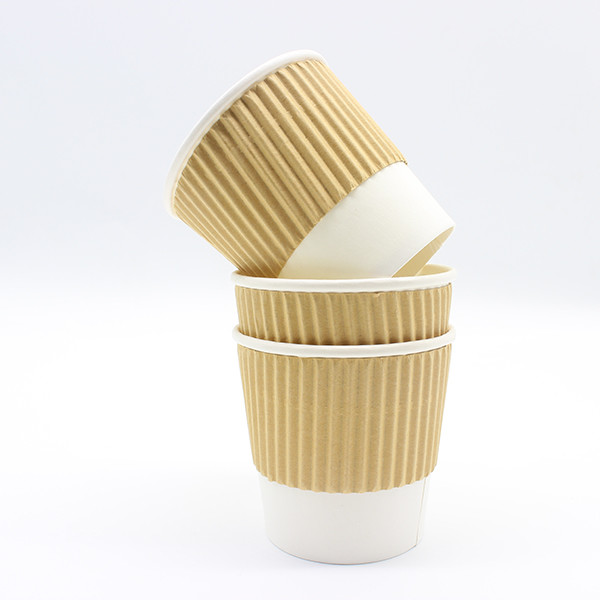 Combinando el aislamiento de las copas de papel Kraft Ripple y el aislamiento de las bebidas calientes y frías 1
